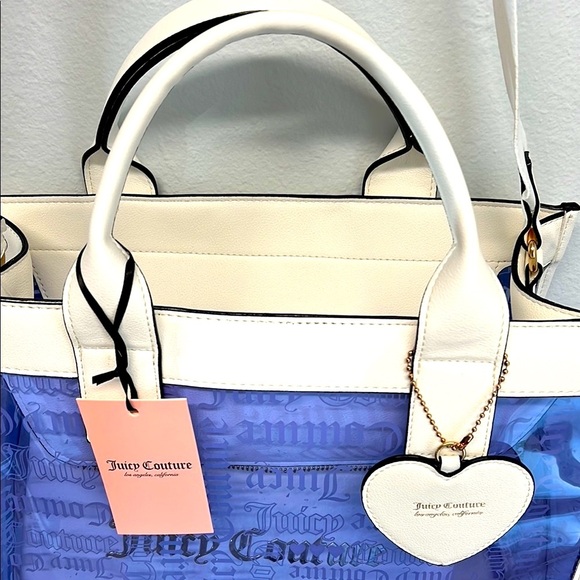 Juicy Couture Heart Dazzling Blue Beachin Large Tote Bag 💙🤍💙🤍 - Picture 11 of 11